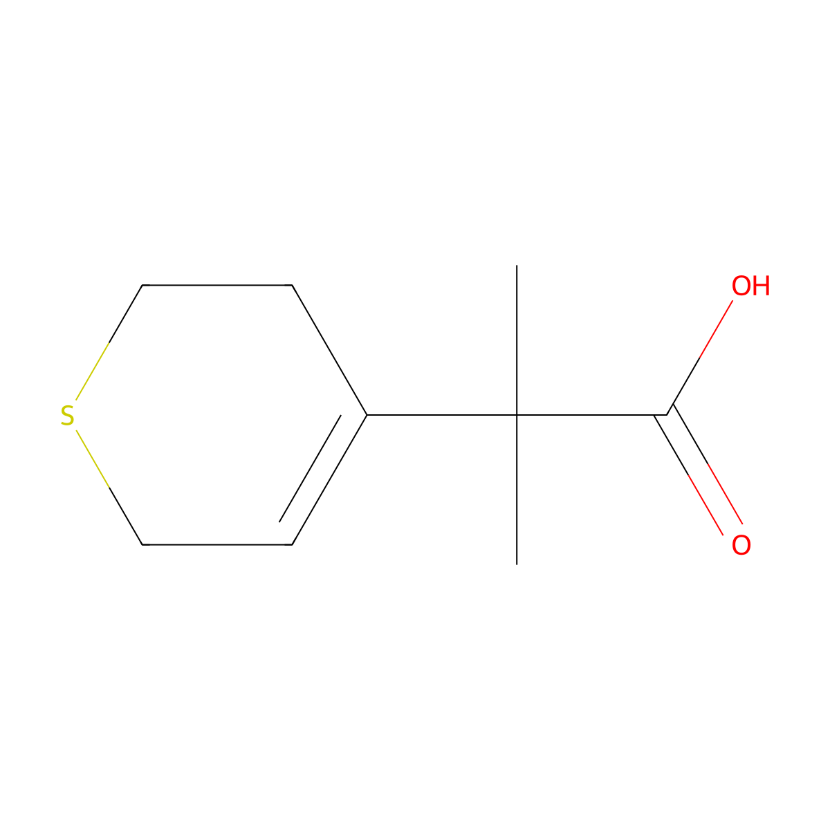 2-(3,6-dihydro-2H-thiopyran-4-yl)-2-methylpropanoic acid molecular structure, CAS 1780589-66-3