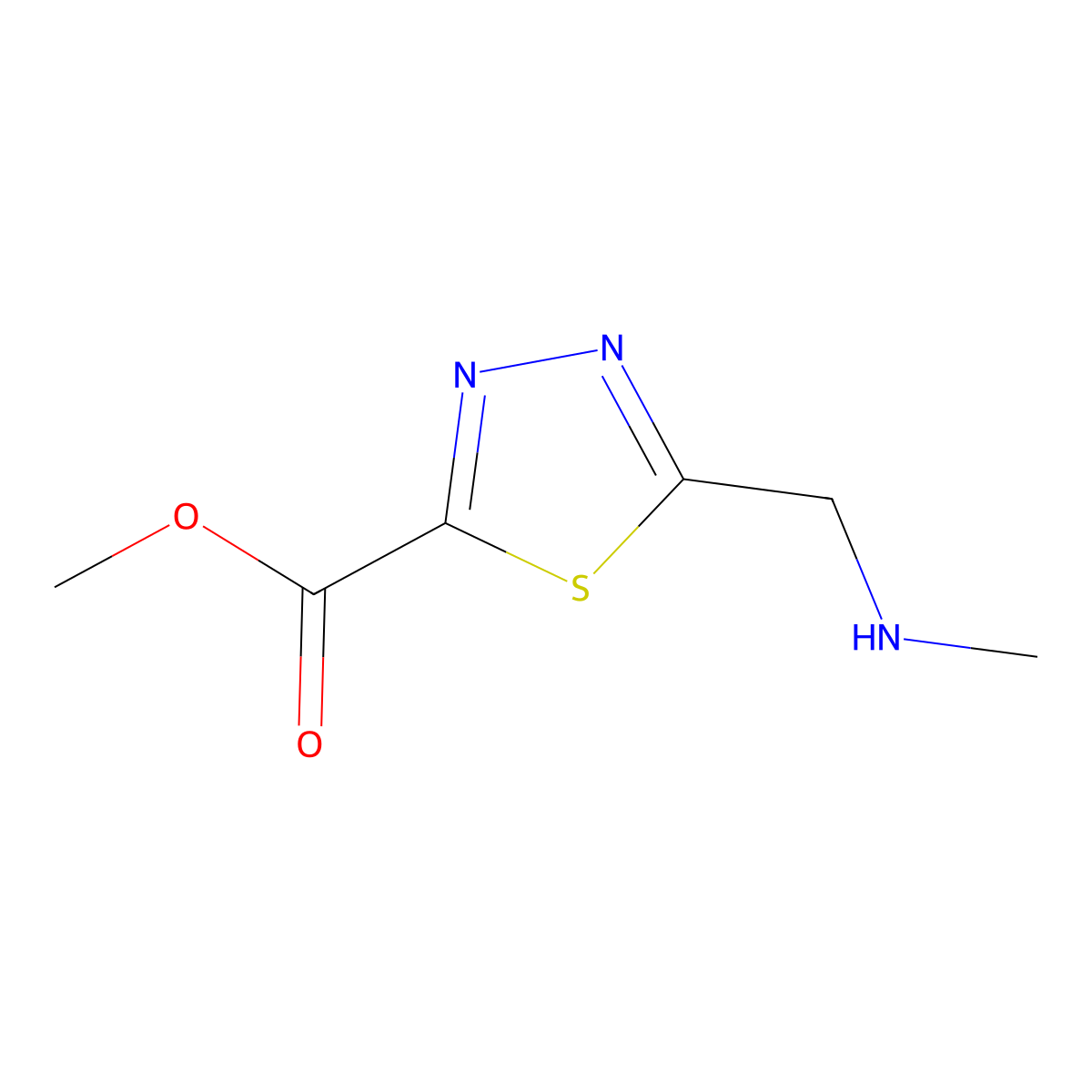 Methyl 5-[(methylamino)methyl]-1,3,4-thiadiazole-2-carboxylate molecular structure, CAS 1780590-06-8