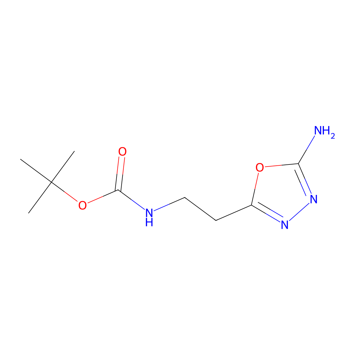 tert-butyl N-(2-(5-amino-1,3,4-oxadiazol-2-yl)ethyl)carbamate molecular structure, CAS 1780605-77-7