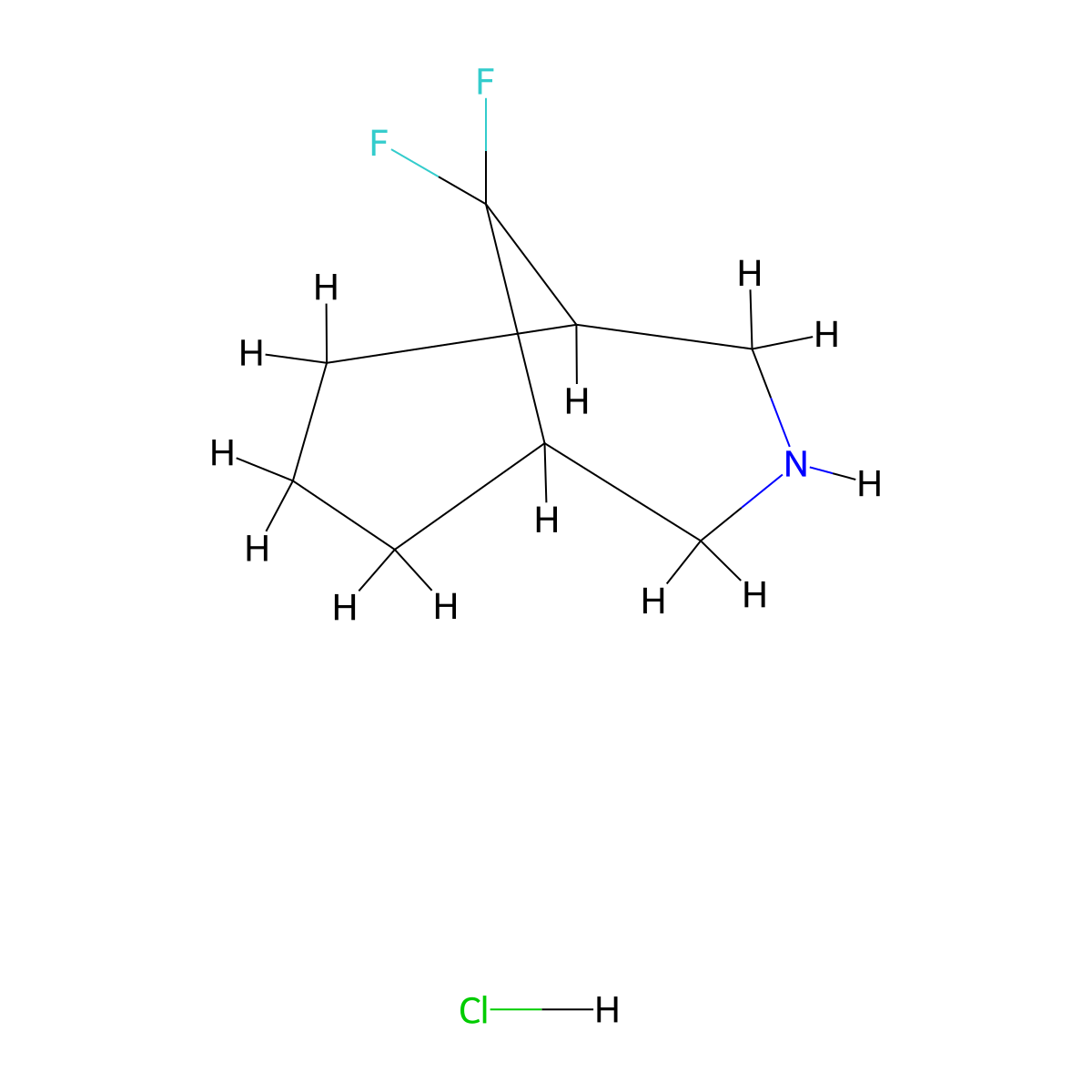 9,9-Difluoro-3-azabicyclo[3.3.1]nonane hydrochloride molecular structure, CAS 1780606-71-4