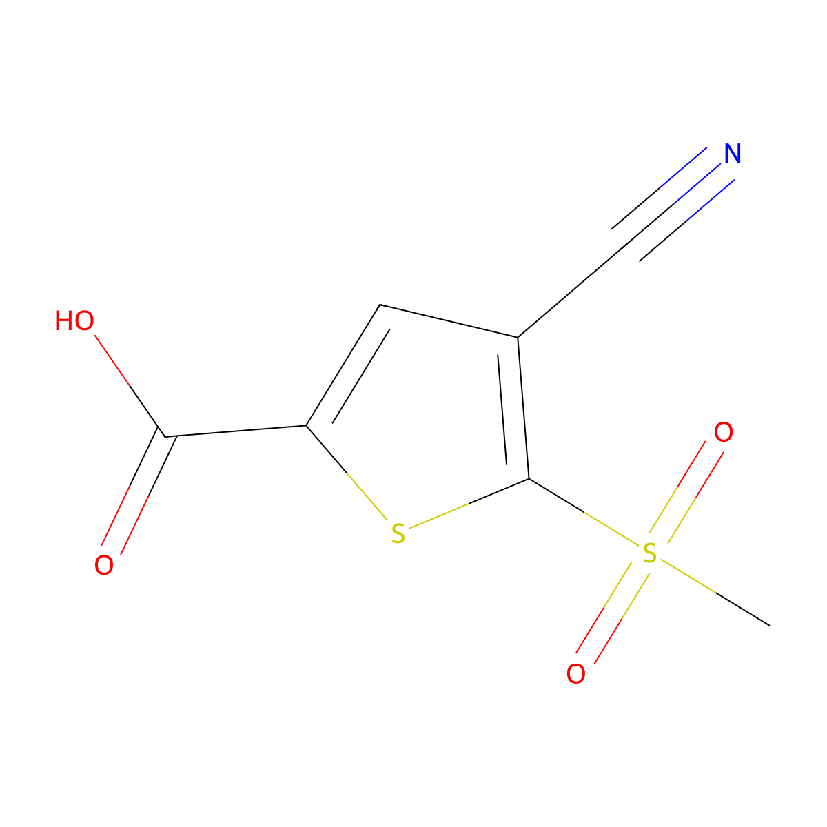 4-Cyano-5-(methylsulfonyl)thiophene-2-carboxylic acid molecular structure, CAS 1780608-72-1