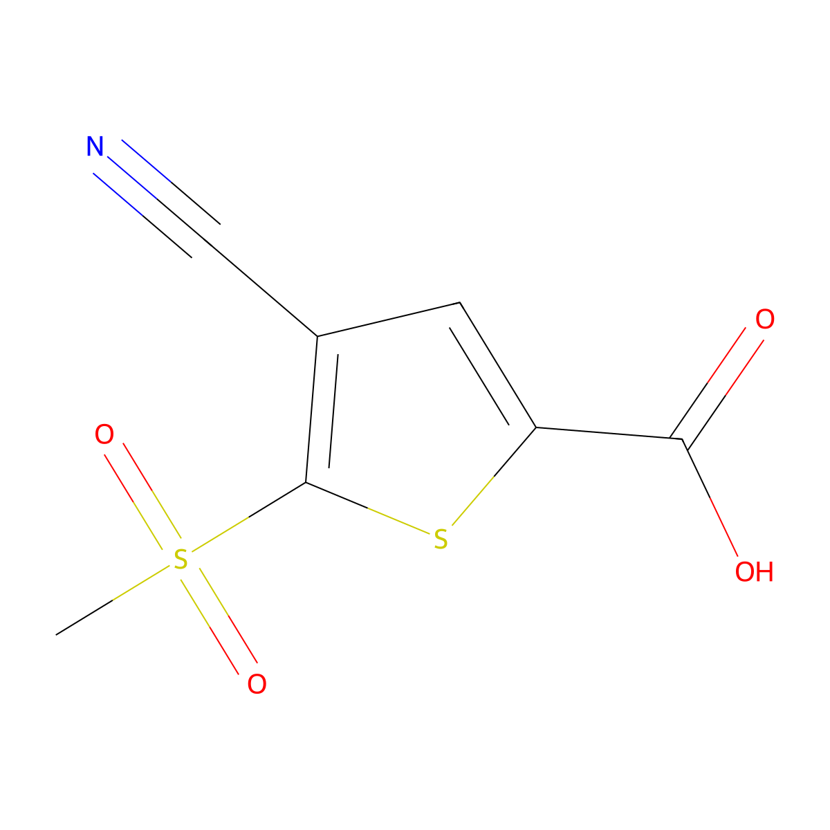 4-Cyano-5-(methylsulfonyl)thiophene-2-carboxylic acid molecular structure, CAS 1780608-72-1