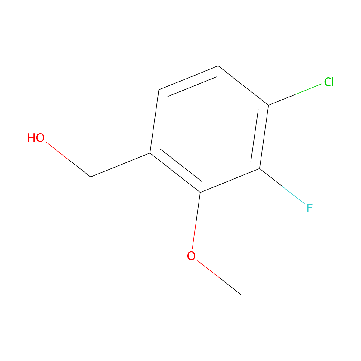 (4-Chloro-3-fluoro-2-methoxyphenyl)methanol molecular structure, CAS 1780616-00-3