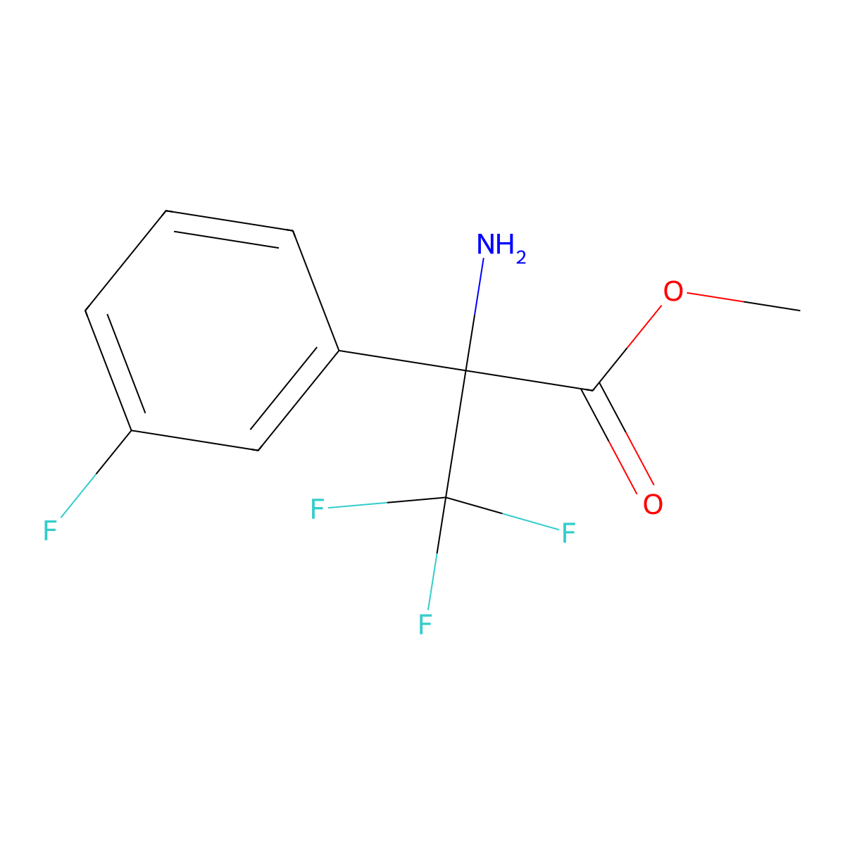 Methyl 2-amino-3,3,3-trifluoro-2-(3-fluorophenyl)propanoate molecular structure, CAS 1780617-34-6