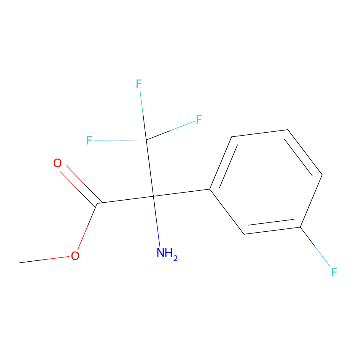 Methyl 2-amino-3,3,3-trifluoro-2-(3-fluorophenyl)propanoate molecular structure, CAS 1780617-34-6