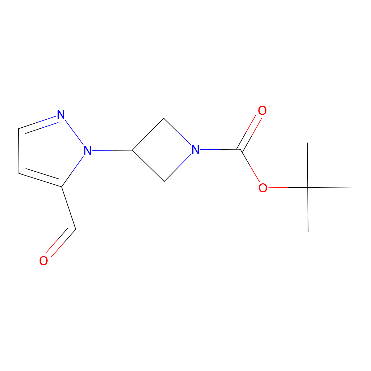 tert-butyl 3-(5-formyl-1H-pyrazol-1-yl)azetidine-1-carboxylate molecular structure, CAS 1780618-05-4