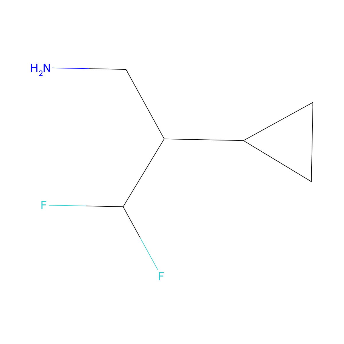 2-Cyclopropyl-3,3-difluoropropan-1-amine molecular structure, CAS 1780620-54-3