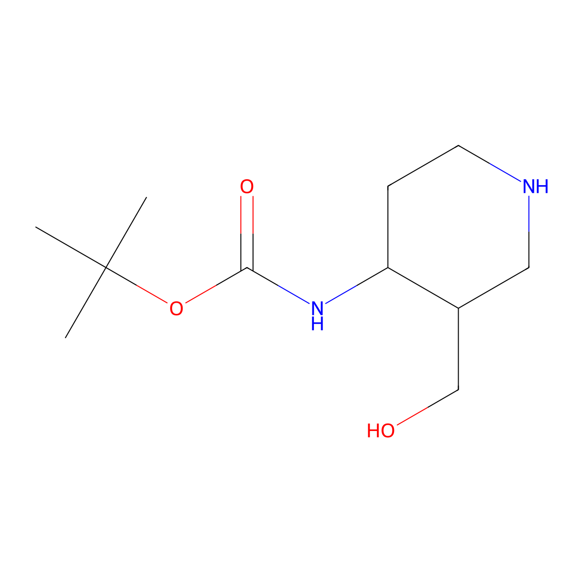 tert-butyl N-[3-(hydroxymethyl)piperidin-4-yl]carbamate molecular structure, CAS 1780623-07-5