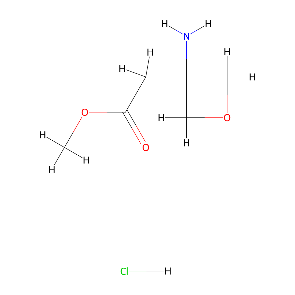 Methyl 2-(3-aminooxetan-3-YL)acetate hydrochloride molecular structure, CAS 1780623-90-6