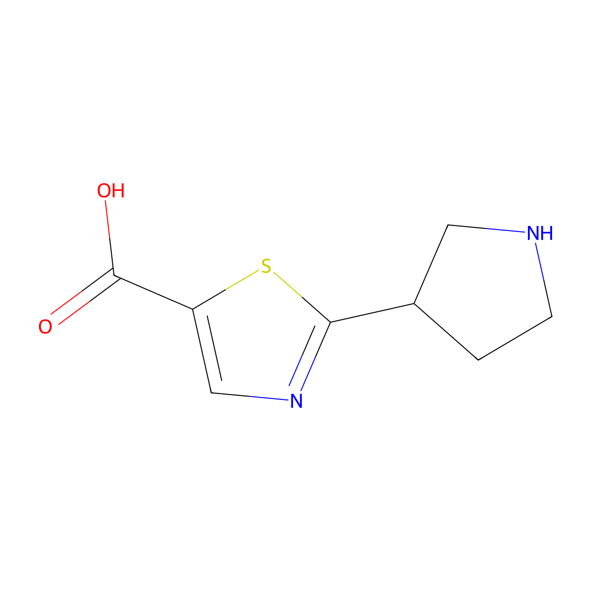 2-(Pyrrolidin-3-yl)-1,3-thiazole-5-carboxylic acid molecular structure, CAS 1780625-07-1