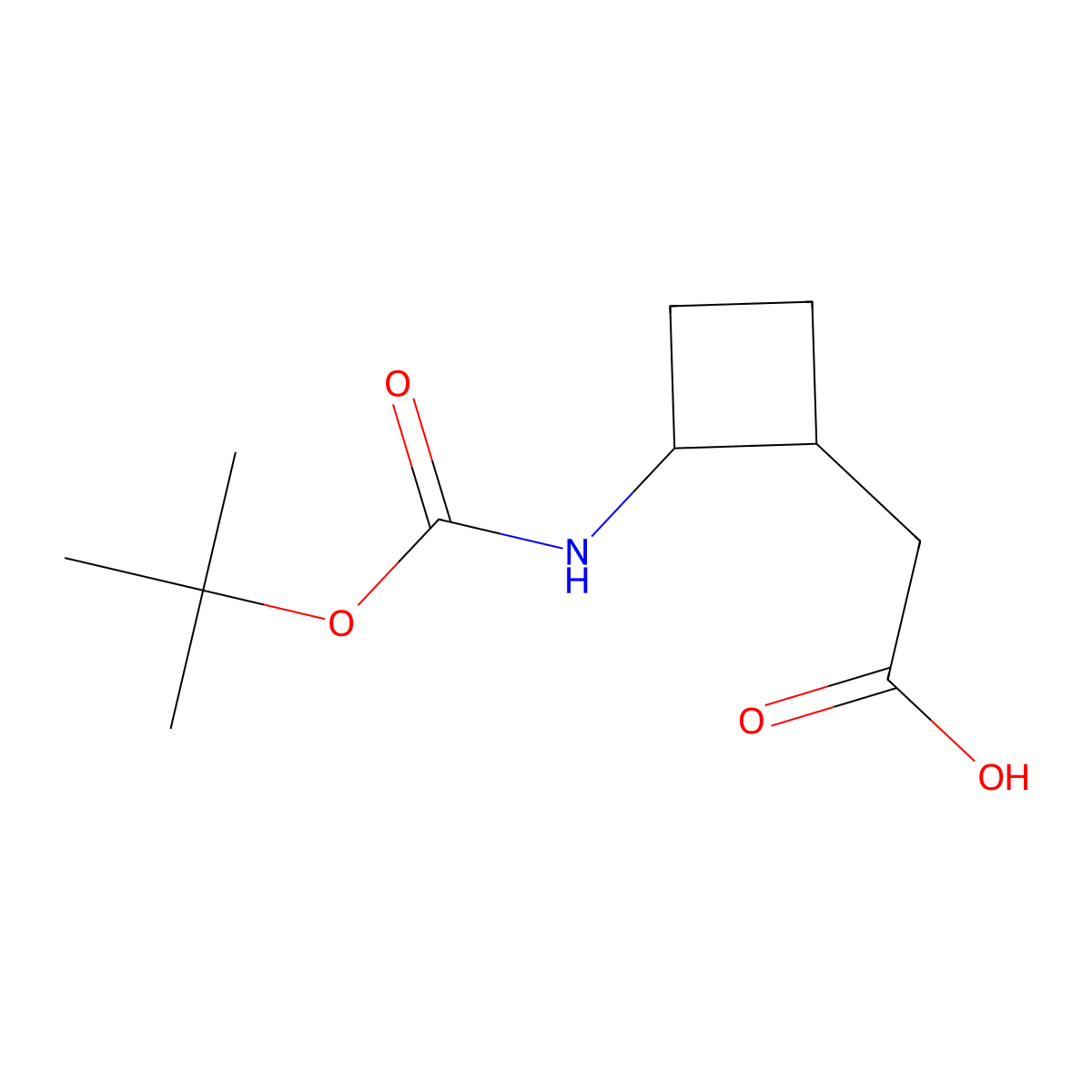 2-(2-{[(tert-butoxy)carbonyl]amino}cyclobutyl)aceticacid,Mixtureofdiastereomers molecular structure, CAS 1780634-71-0