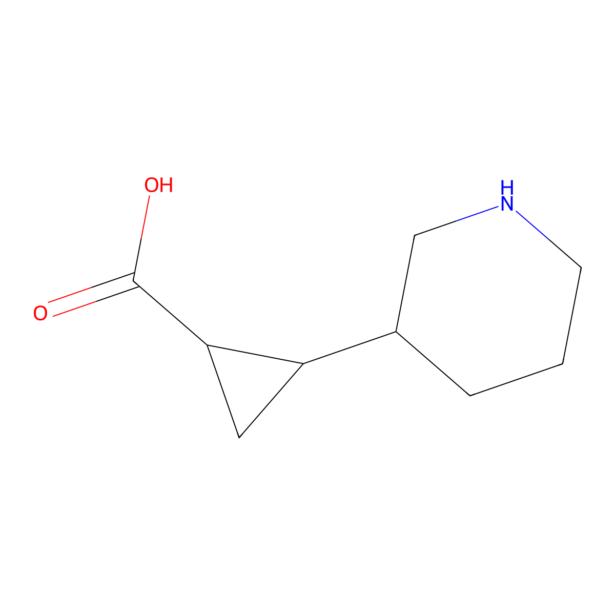 2-(Piperidin-3-yl)cyclopropane-1-carboxylic acid molecular structure, CAS 1780635-23-5