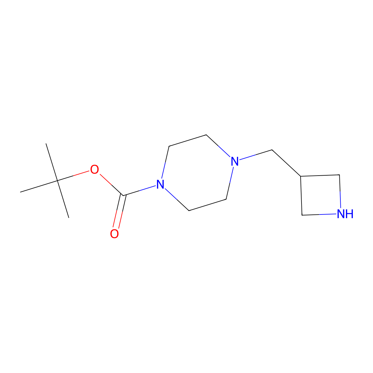1,1-Dimethylethyl 4-(3-azetidinylmethyl)-1-piperazinecarboxylate molecular structure, CAS 1780637-40-2
