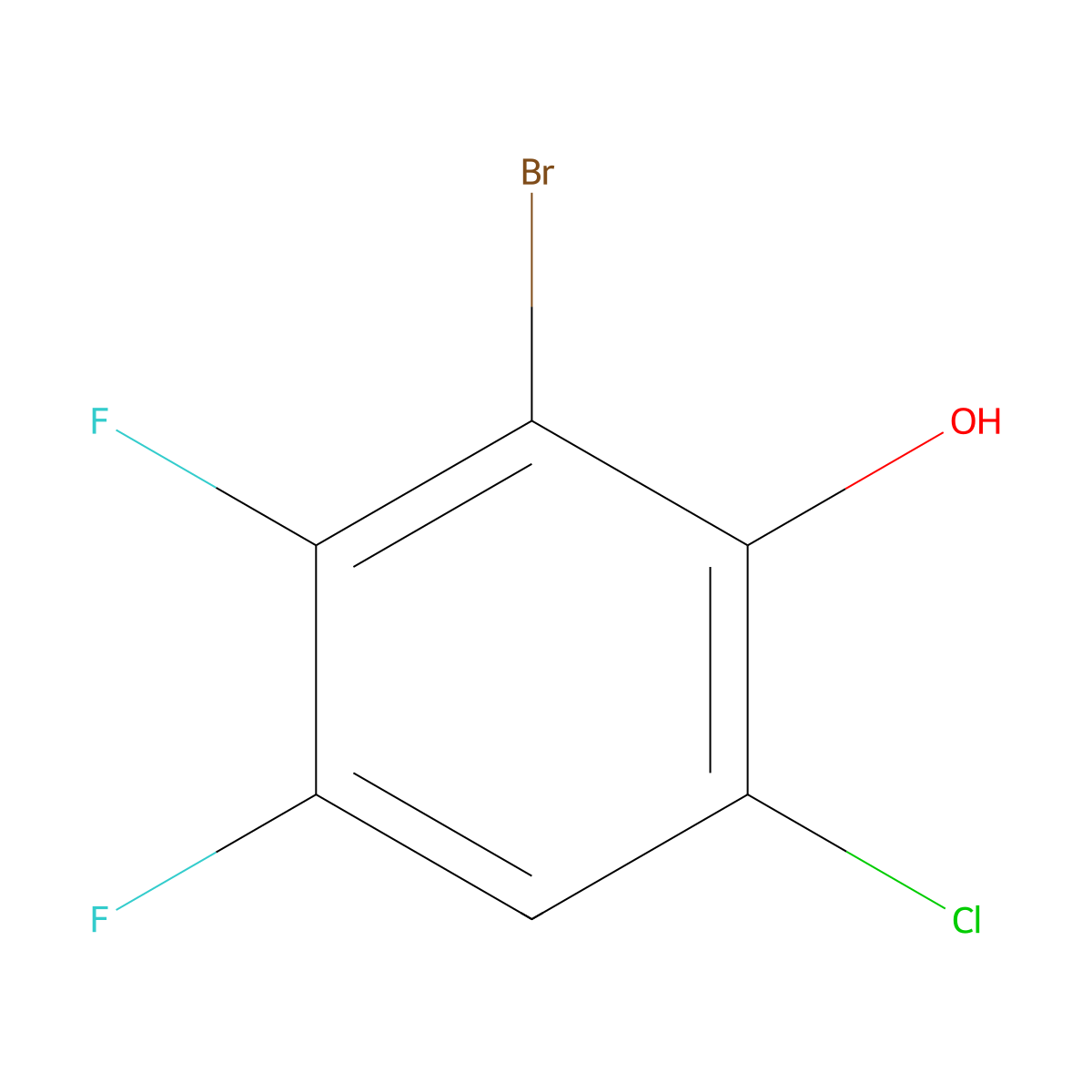 2-Bromo-6-chloro-3,4-difluorophenol molecular structure, CAS 1780637-89-9