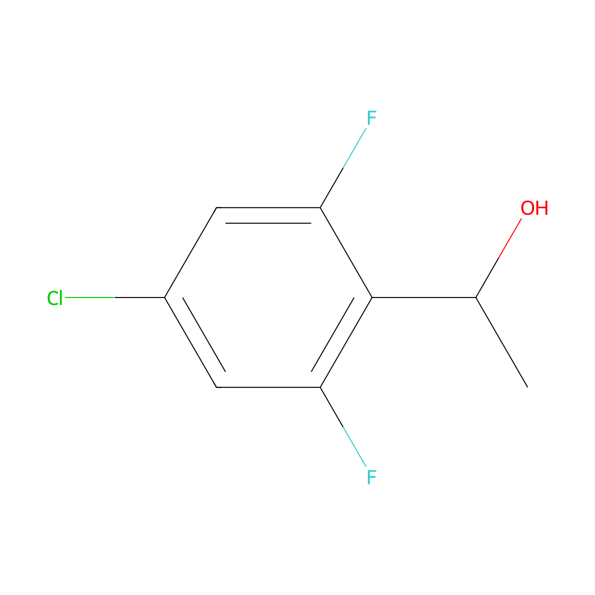 1-(4-Chloro-2,6-difluorophenyl)ethanol molecular structure, CAS 1780642-82-1