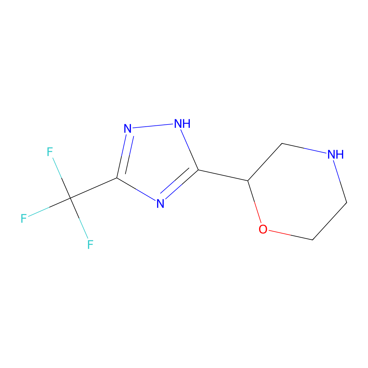 2-[3-(trifluoromethyl)-1H-1,2,4-triazol-5-yl]morpholine molecular structure, CAS 1780643-60-8