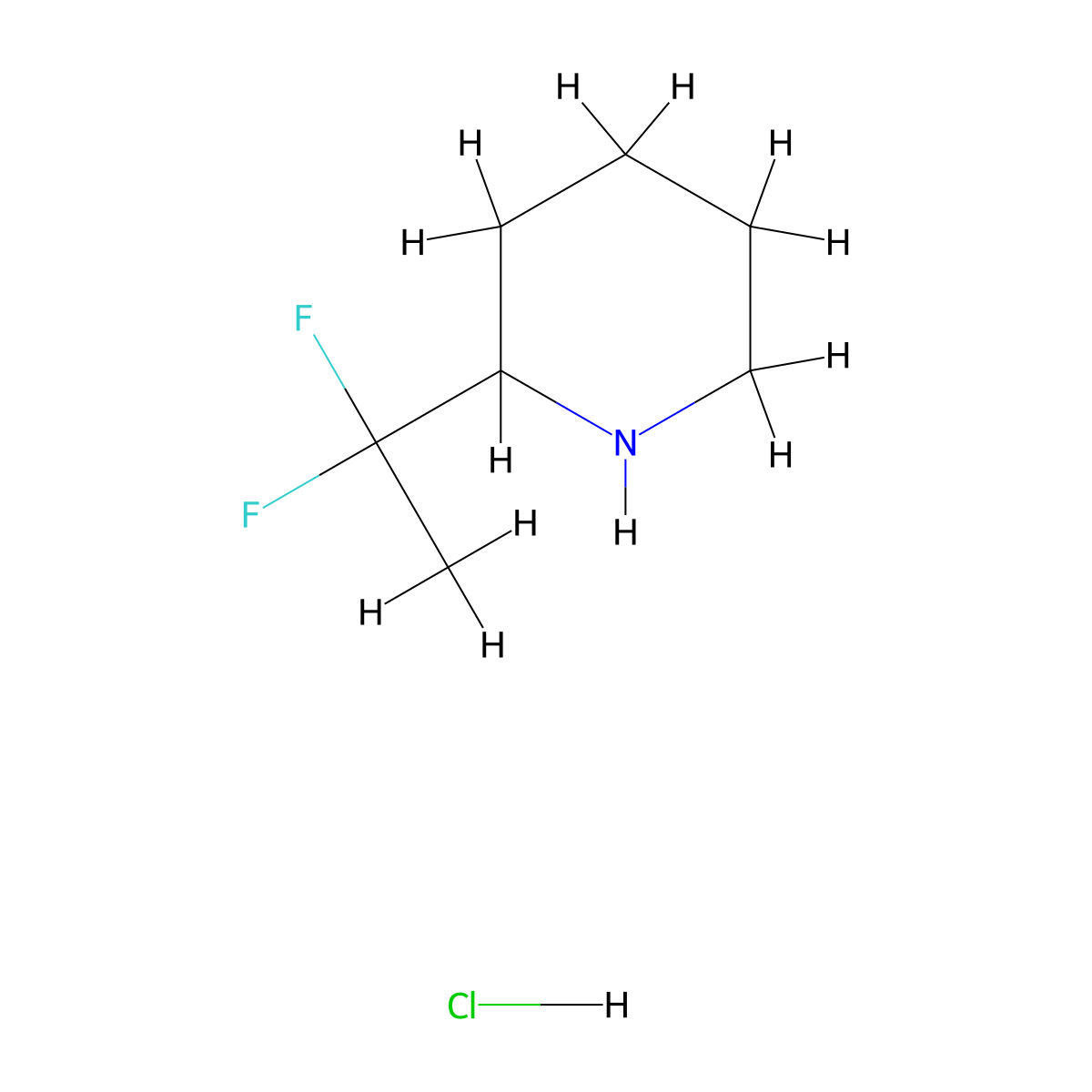 2-(1,1-Difluoroethyl)piperidine hydrochloride molecular structure, CAS 1780644-31-6
