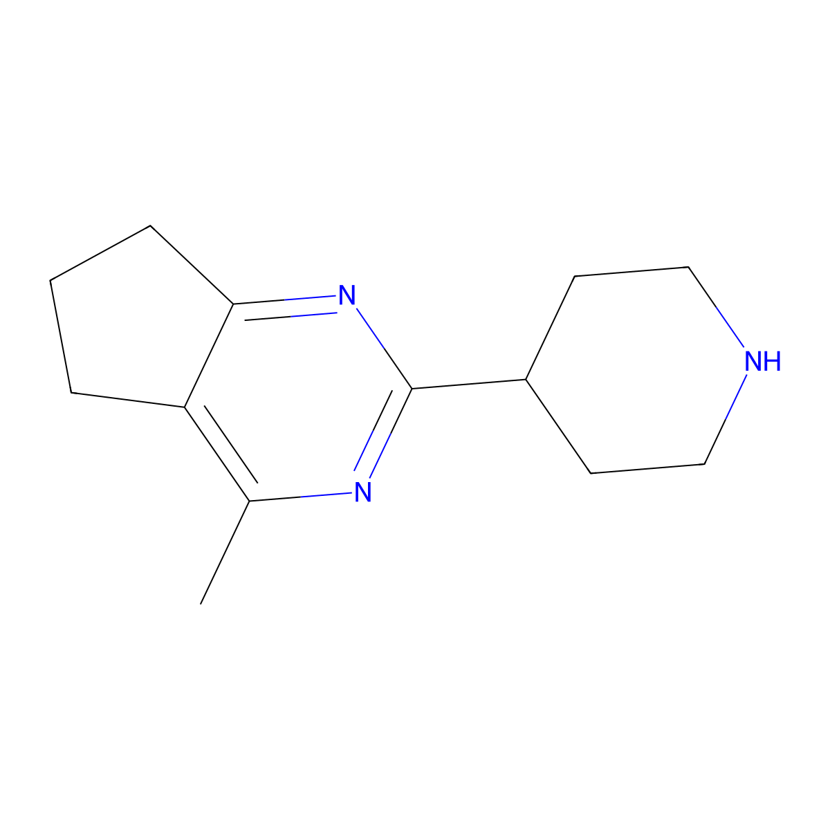 4-{4-methyl-5H,6H,7H-cyclopenta[d]pyrimidin-2-yl}piperidine molecular structure, CAS 1780646-39-0