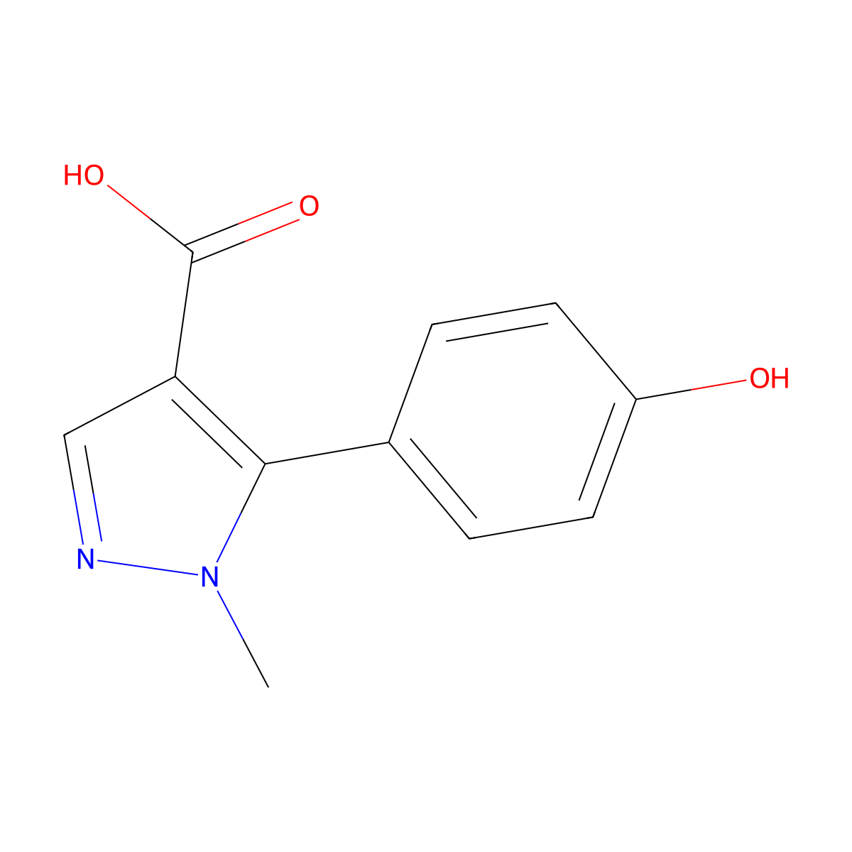 5-(4-hydroxyphenyl)-1-methyl-1H-pyrazole-4-carboxylic acid molecular structure, CAS 1780647-54-2