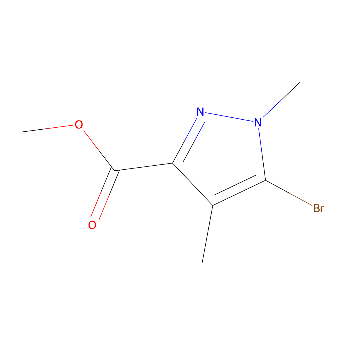 Methyl 5-bromo-1,4-dimethyl-1H-pyrazole-3-carboxylate molecular structure, CAS 1780648-97-6