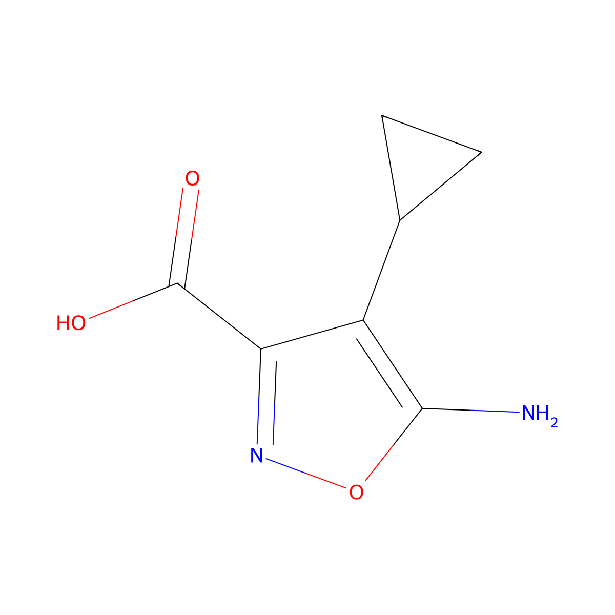 5-Amino-4-cyclopropyl-1,2-oxazole-3-carboxylic acid molecular structure, CAS 1780652-66-5