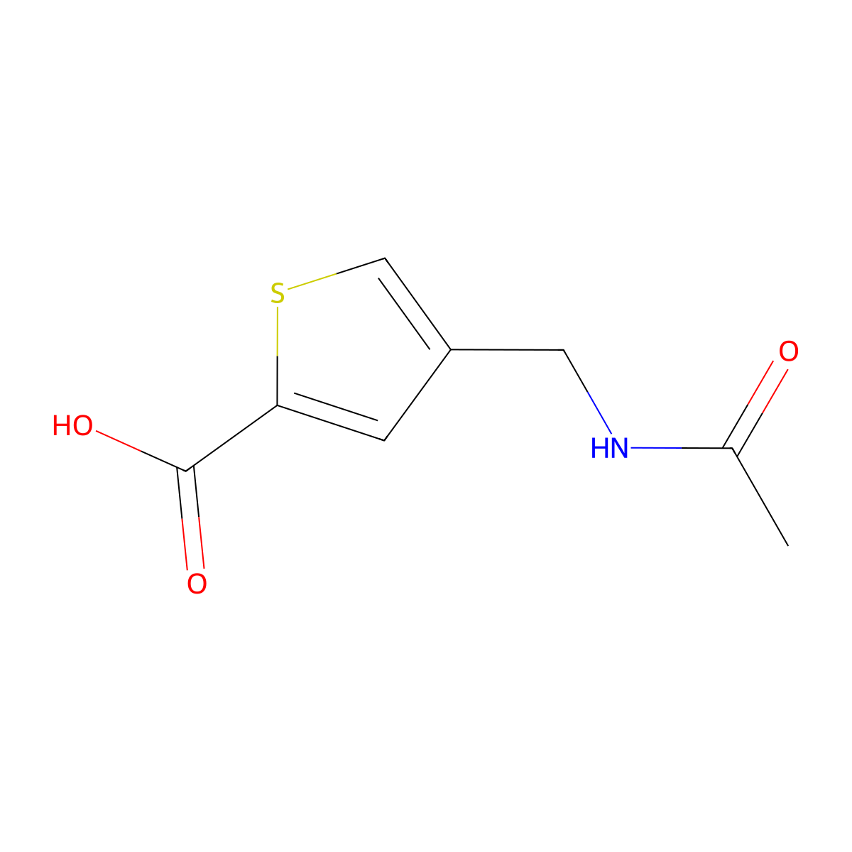 4-(Acetamidomethyl)thiophene-2-carboxylic acid molecular structure, CAS 1780655-41-5
