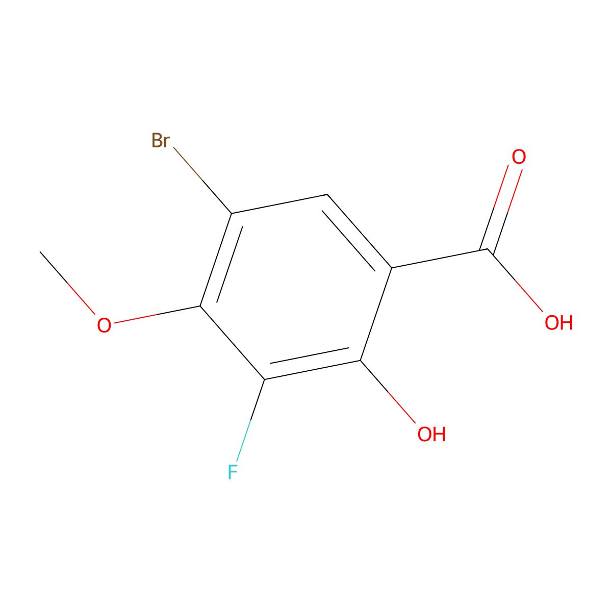 5-Bromo-3-fluoro-2-hydroxy-4-methoxybenzoic acid molecular structure, CAS 1780666-28-5