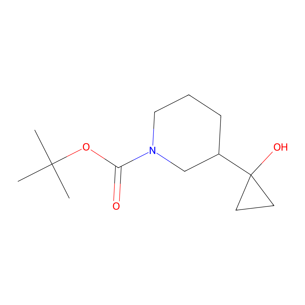 Tert-butyl 3-(1-hydroxycyclopropyl)piperidine-1-carboxylate molecular structure, CAS 1780672-63-0