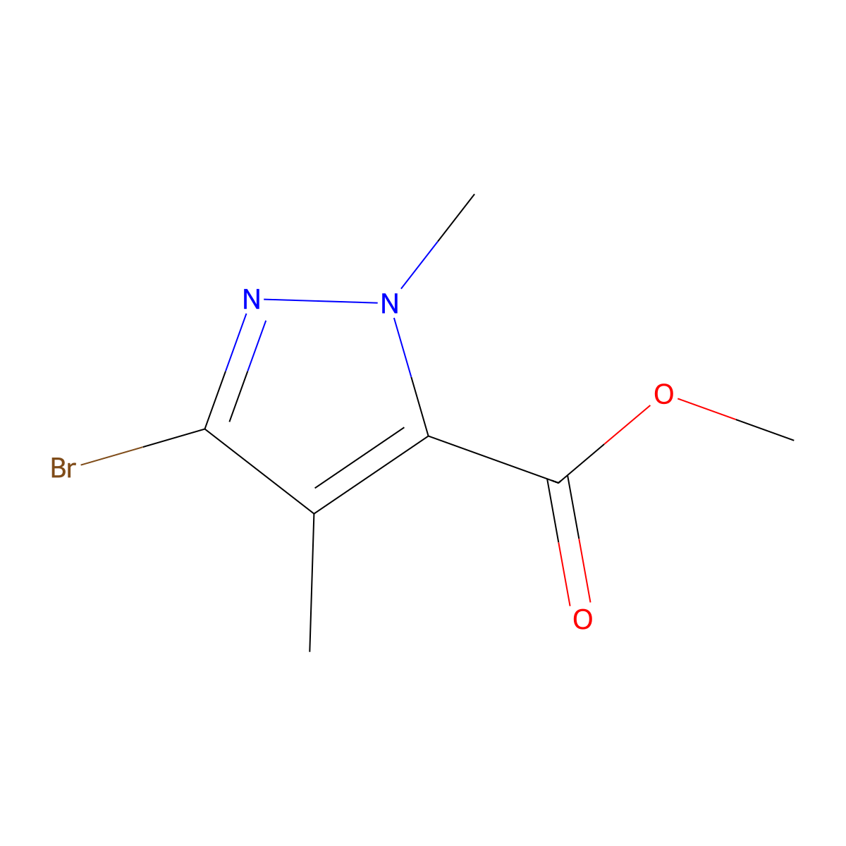 Methyl 3-bromo-1,4-dimethyl-1H-pyrazole-5-carboxylate molecular structure, CAS 1780677-51-1