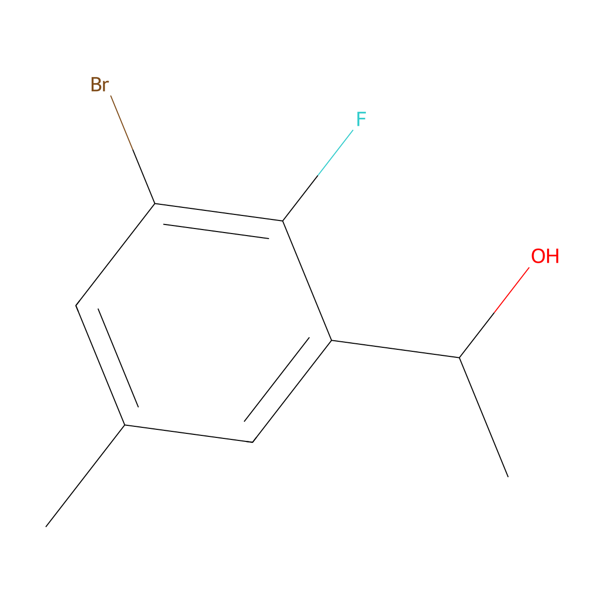 1-(3-Bromo-2-fluoro-5-methylphenyl)ethanol molecular structure, CAS 1780677-73-7