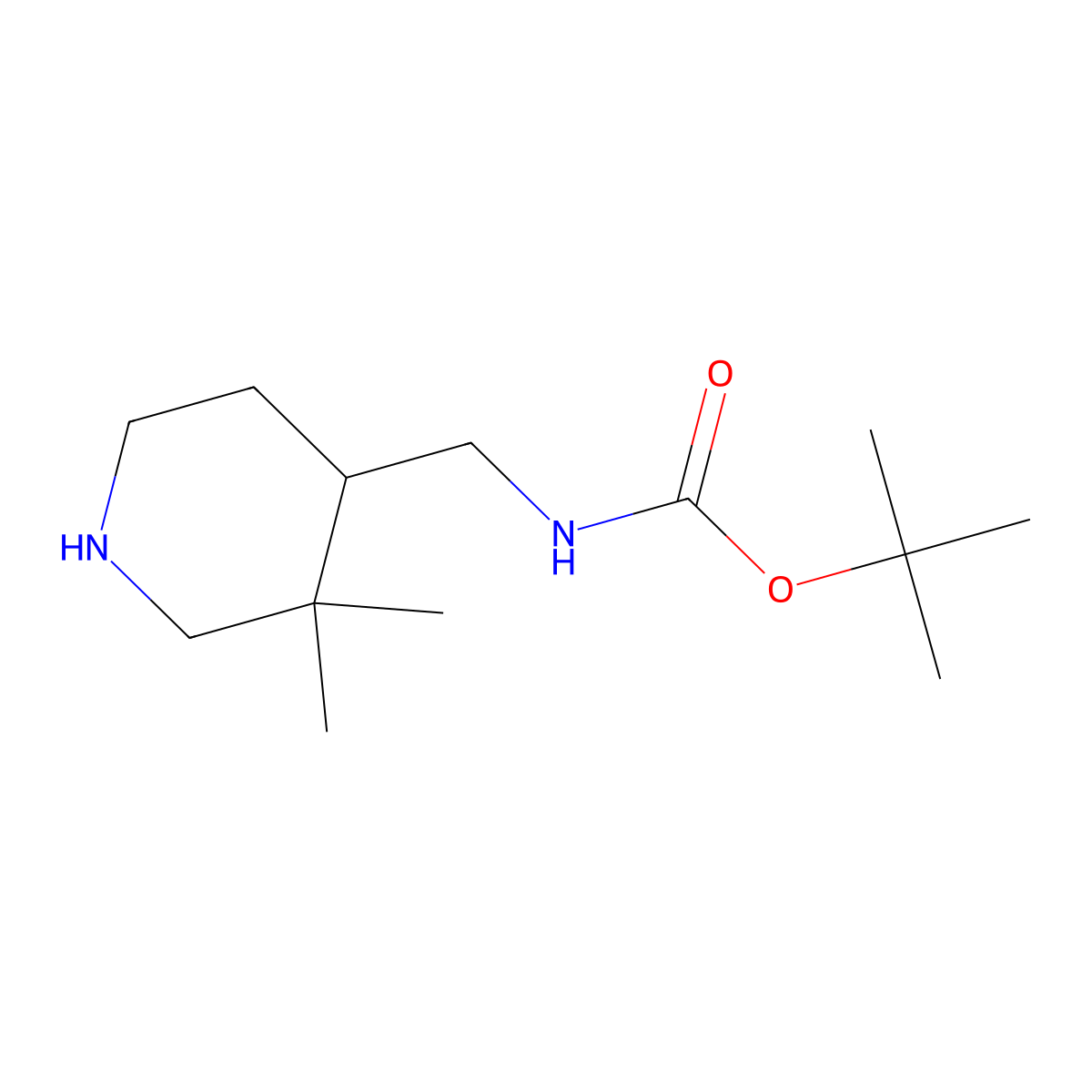 Tert-butyl N-[(3,3-dimethyl-4-piperidyl)methyl]carbamate molecular structure, CAS 1780677-74-8
