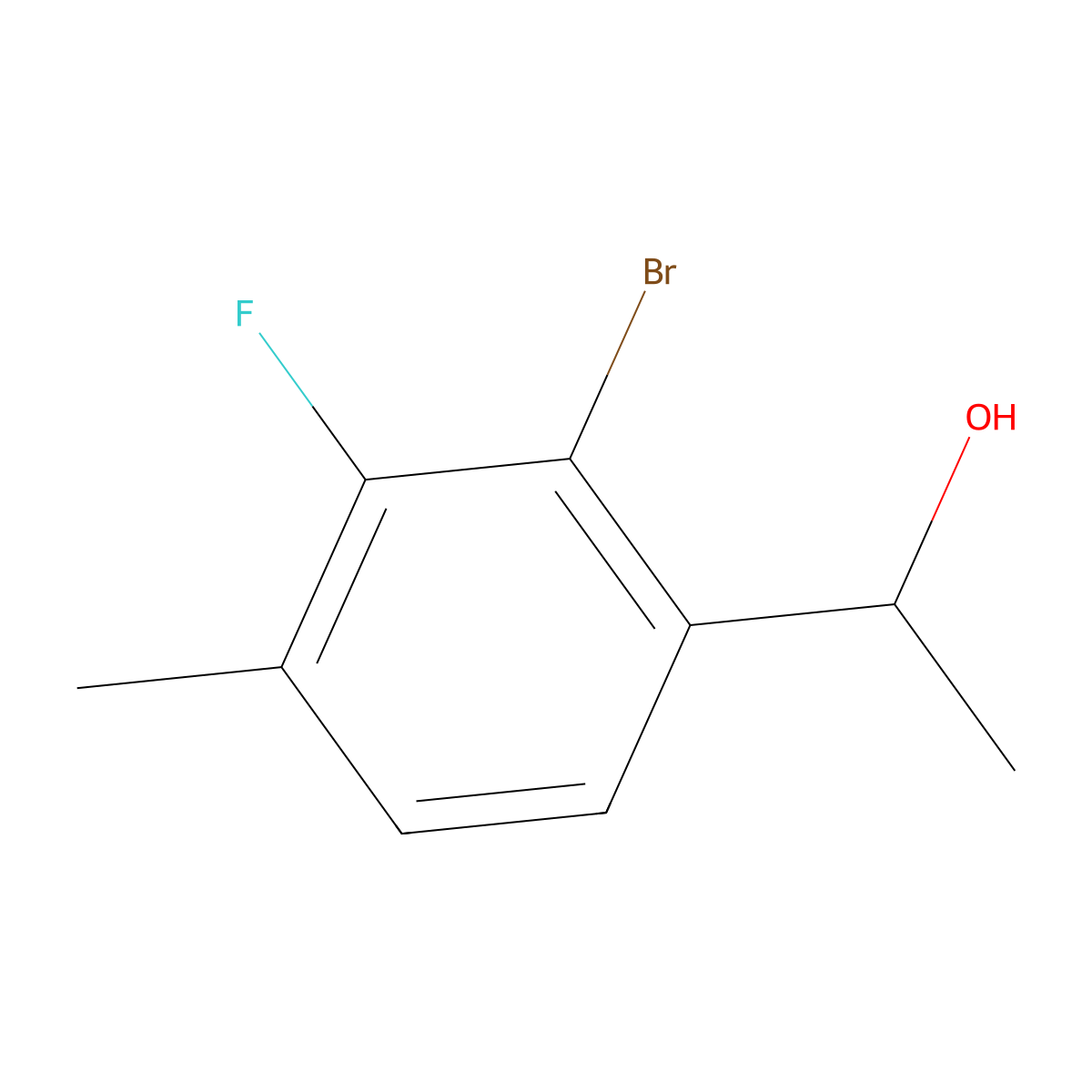 2-Bromo-3-fluoro-alpha,4-dimethylbenZenemethanol molecular structure, CAS 1780677-81-7