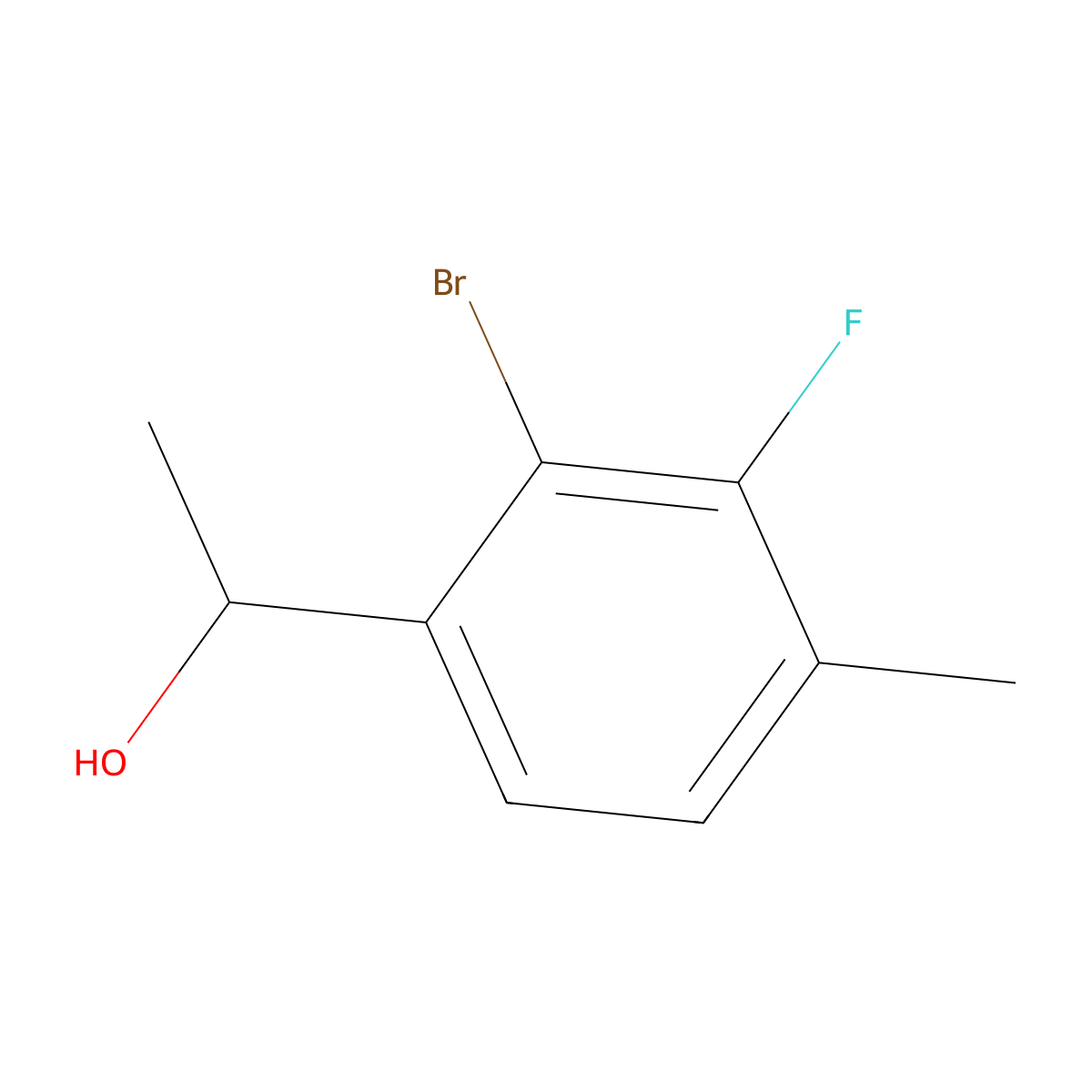 2-Bromo-3-fluoro-alpha,4-dimethylbenZenemethanol molecular structure, CAS 1780677-81-7