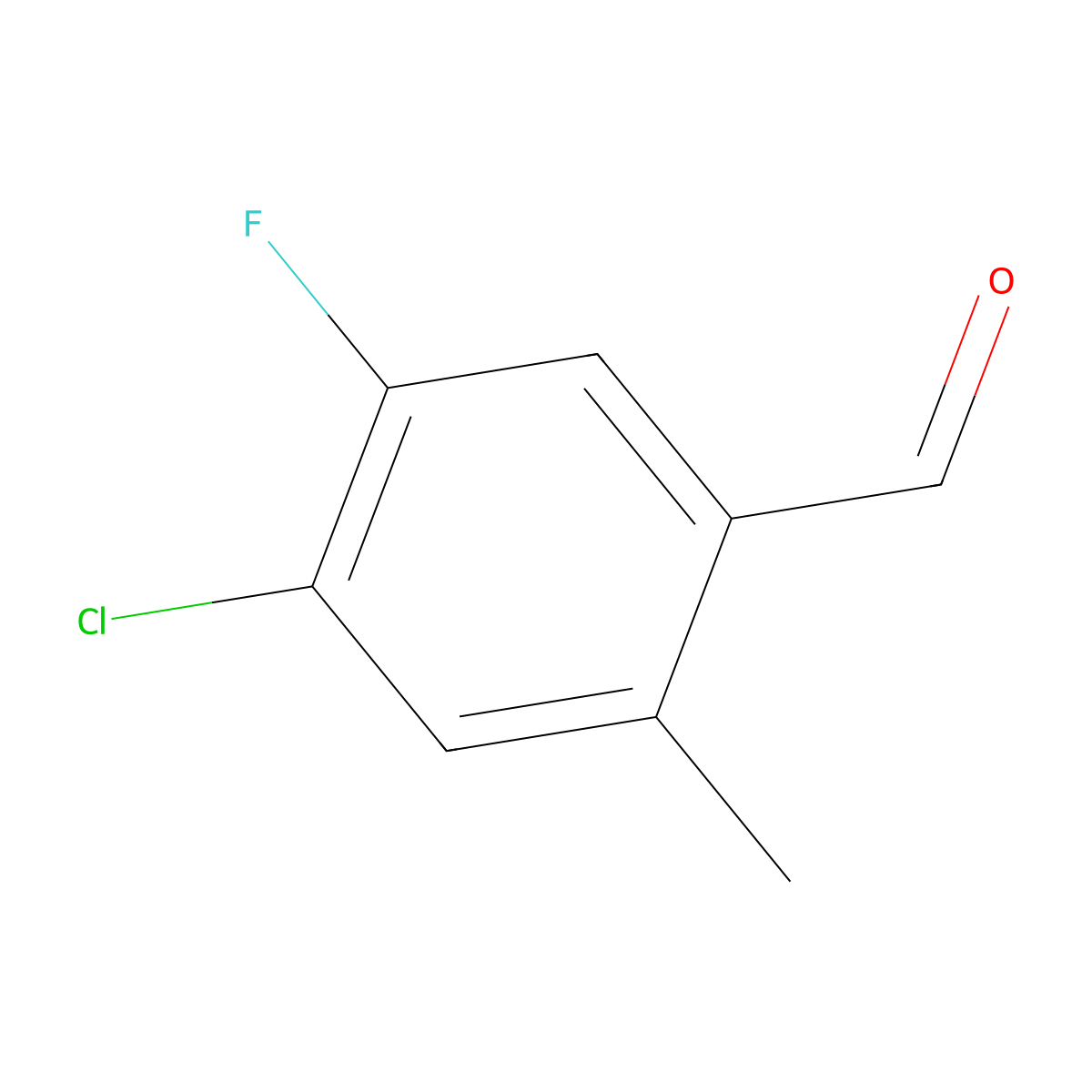 4-Chloro-5-fluoro-2-methylbenzaldehyde molecular structure, CAS 1780682-41-8