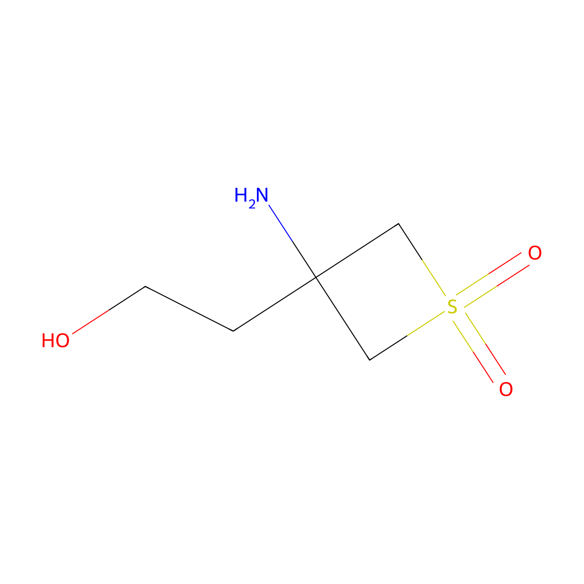 3-Amino-3-(2-hydroxyethyl)thietane 1,1-dioxide molecular structure, CAS 1780693-59-5
