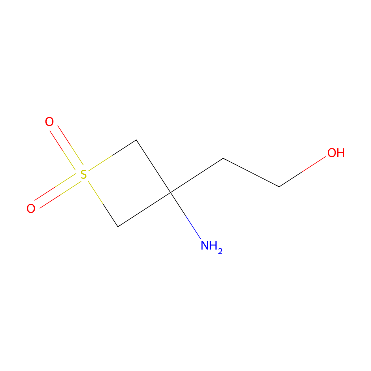 3-Amino-3-(2-hydroxyethyl)thietane 1,1-dioxide molecular structure, CAS 1780693-59-5