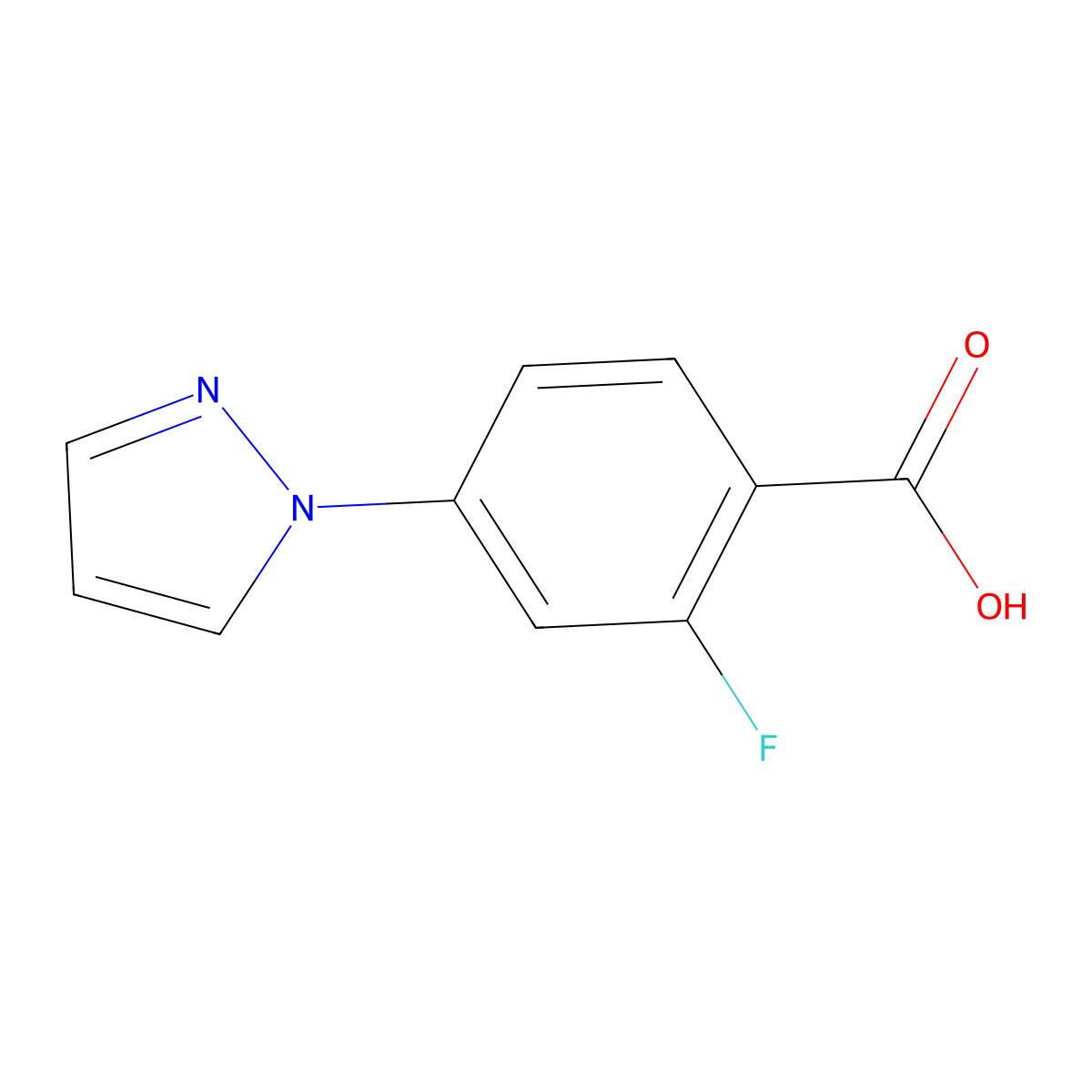 2-fluoro-4-(1H-pyrazol-1-yl)benzoic acid molecular structure, CAS 1780694-31-6