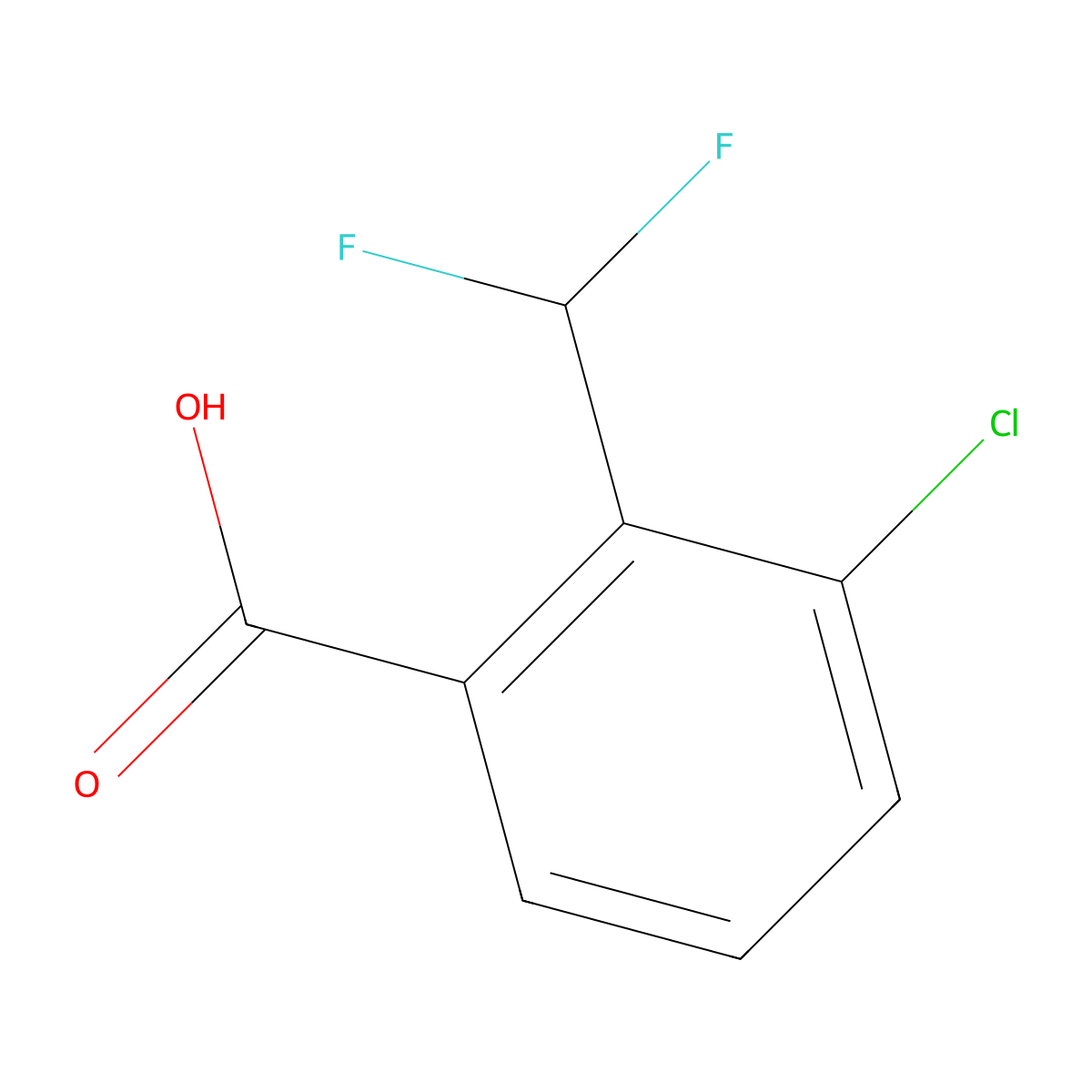 3-Chloro-2-(difluoromethyl)benzoic acid molecular structure, CAS 1780697-53-1