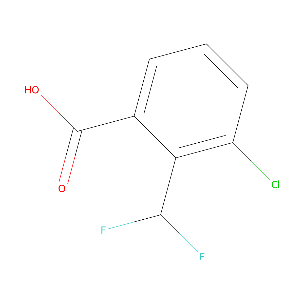 3-Chloro-2-(difluoromethyl)benzoic acid molecular structure, CAS 1780697-53-1