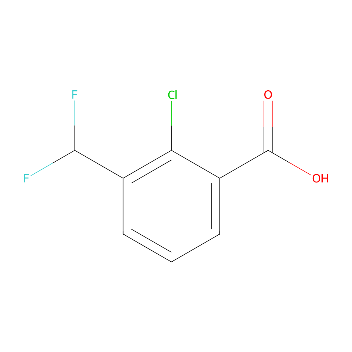 2-Chloro-3-(difluoromethyl)benzoic acid molecular structure, CAS 1780697-74-6