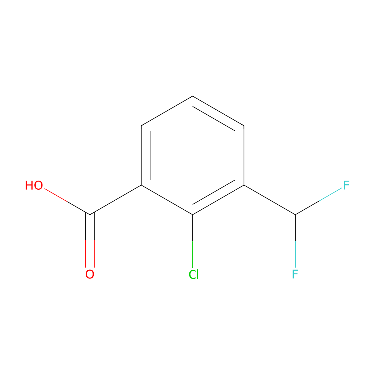 2-Chloro-3-(difluoromethyl)benzoic acid molecular structure, CAS 1780697-74-6