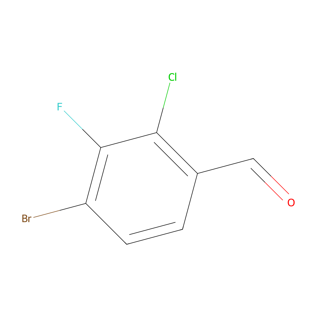 4-Bromo-2-chloro-3-fluorobenzaldehyde molecular structure, CAS 1780699-03-7