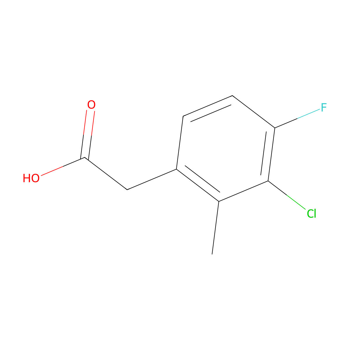 2-(3-Chloro-4-fluoro-2-methylphenyl)acetic acid molecular structure, CAS 1780699-83-3