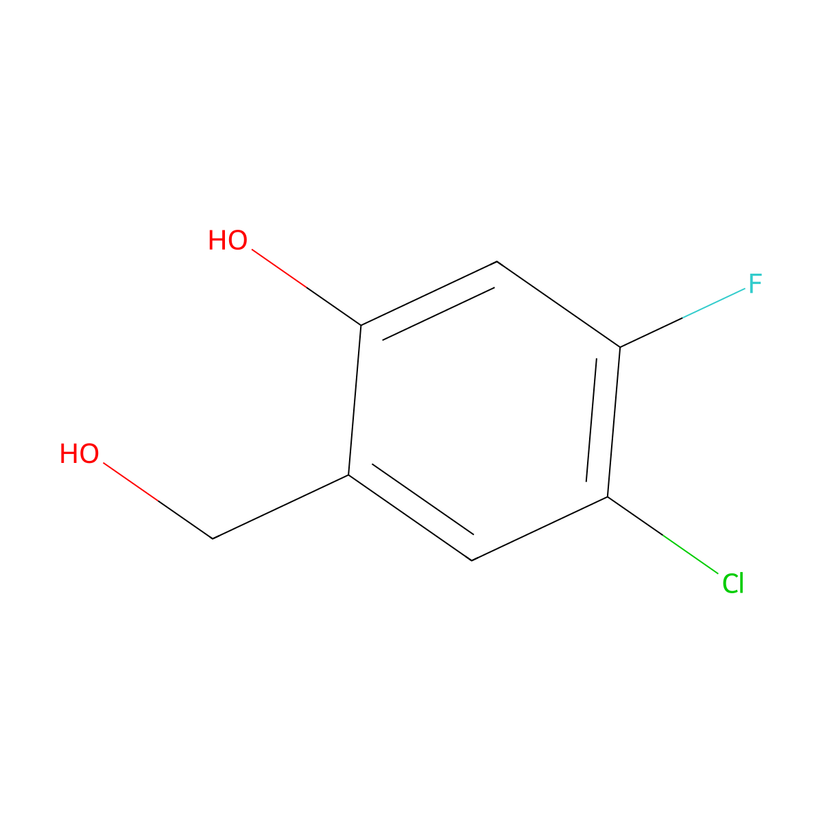 5-Chloro-4-fluoro-2-hydroxybenzenemethanol molecular structure, CAS 1780702-60-4