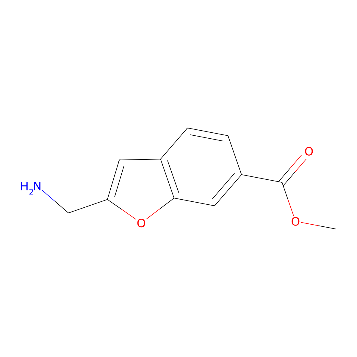 Methyl 2-(aminomethyl)-1-benzofuran-6-carboxylate molecular structure, CAS 1780703-02-7