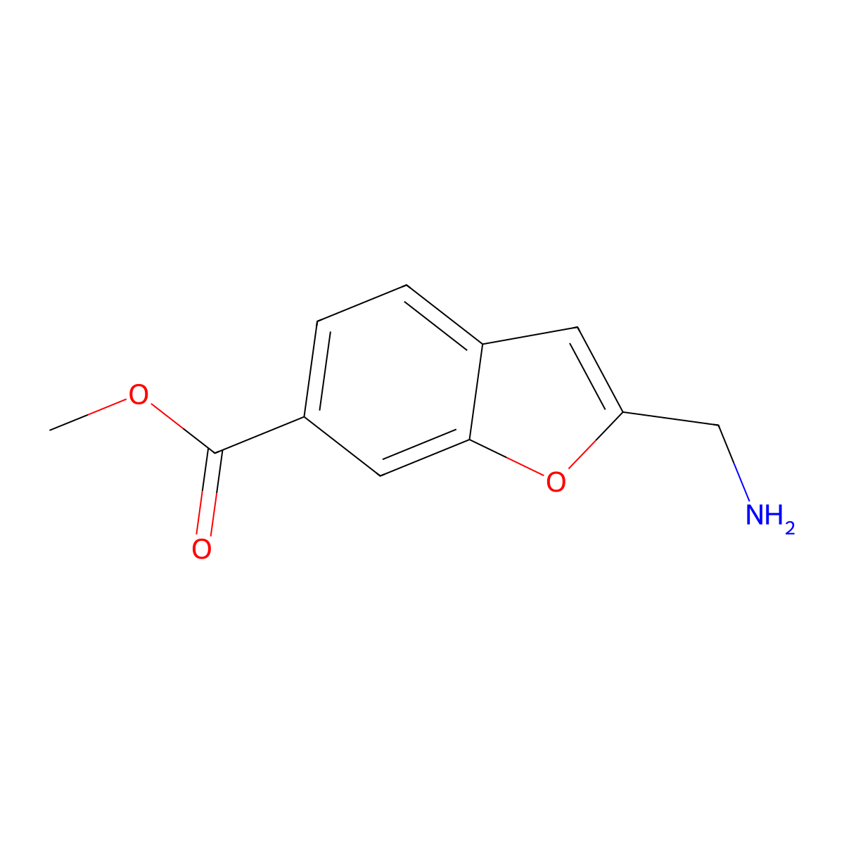 Methyl 2-(aminomethyl)-1-benzofuran-6-carboxylate molecular structure, CAS 1780703-02-7