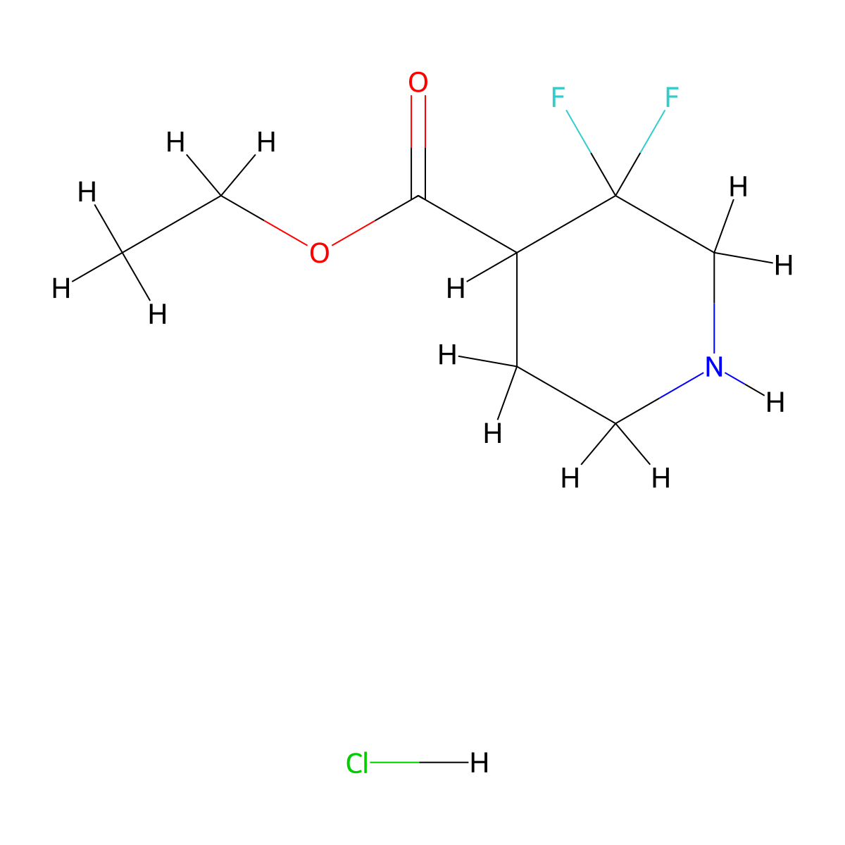 Ethyl 3,3-difluoropiperidine-4-carboxylate hydrochloride molecular structure, CAS 1780707-46-1