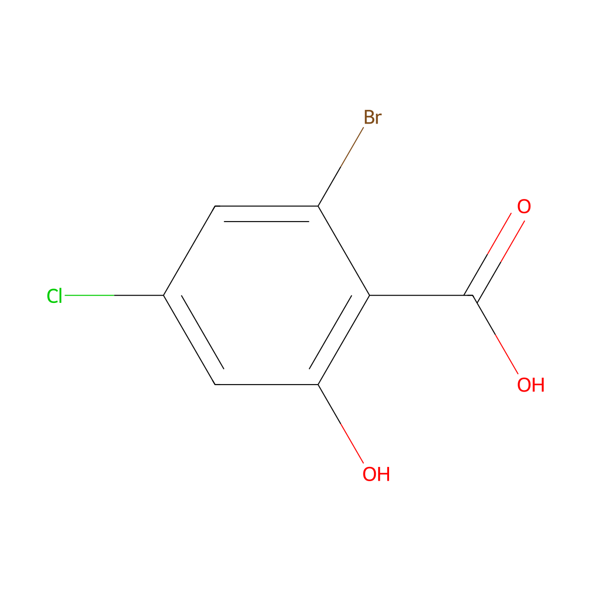 2-Bromo-4-chloro-6-hydroxybenzoic acid molecular structure, CAS 1780707-49-4