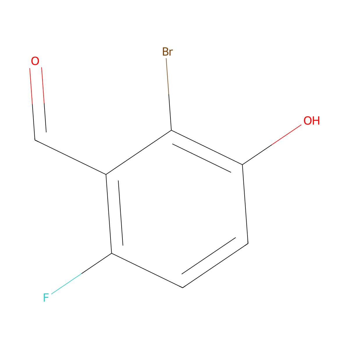 2-Bromo-6-fluoro-3-hydroxybenzaldehyde molecular structure, CAS 1780708-84-0