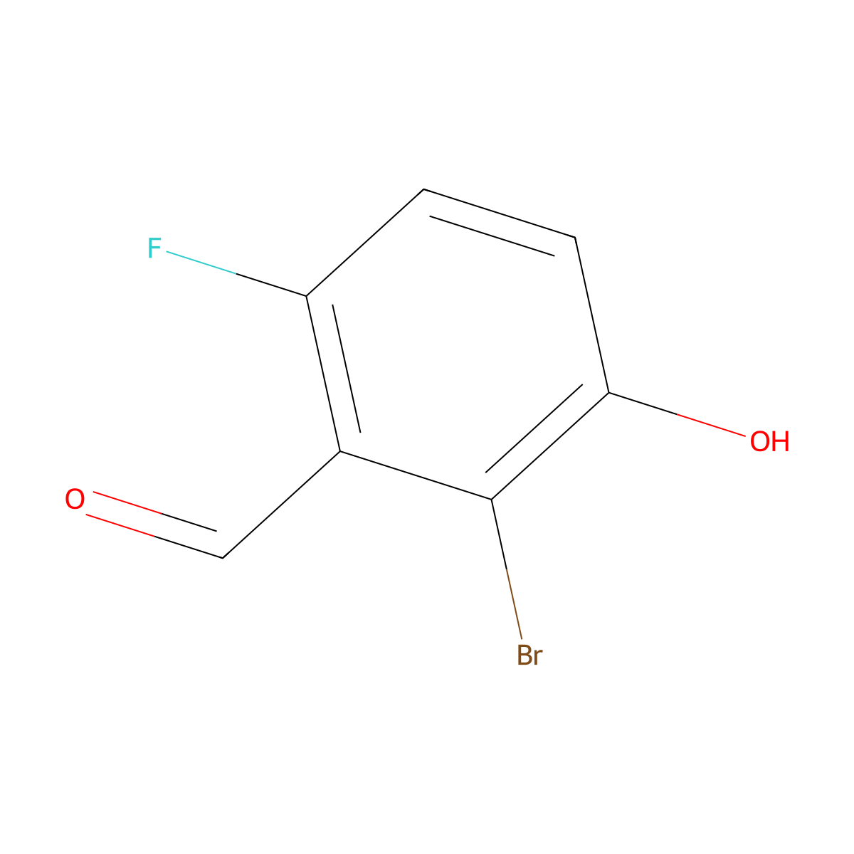 2-Bromo-6-fluoro-3-hydroxybenzaldehyde molecular structure, CAS 1780708-84-0